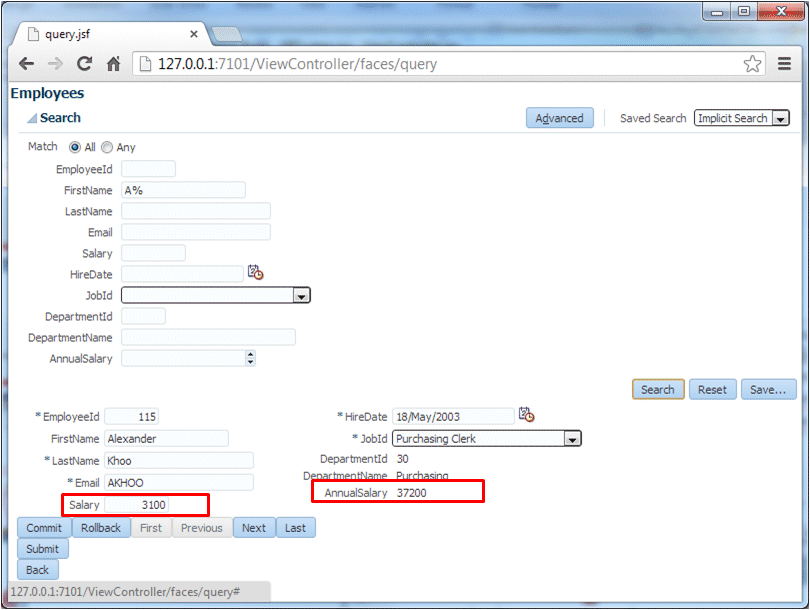 screenshot of Search page.