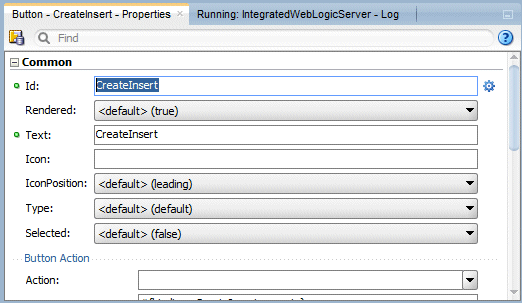 PI for ADF Button with Id property set to CreateInsert.