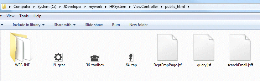 App navigator with ViewController project selected and New menu option selected in context menu.