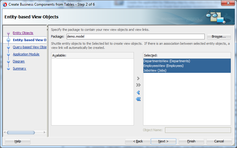 This screenshot shows the view objects as specified in the previous paragraph selected.