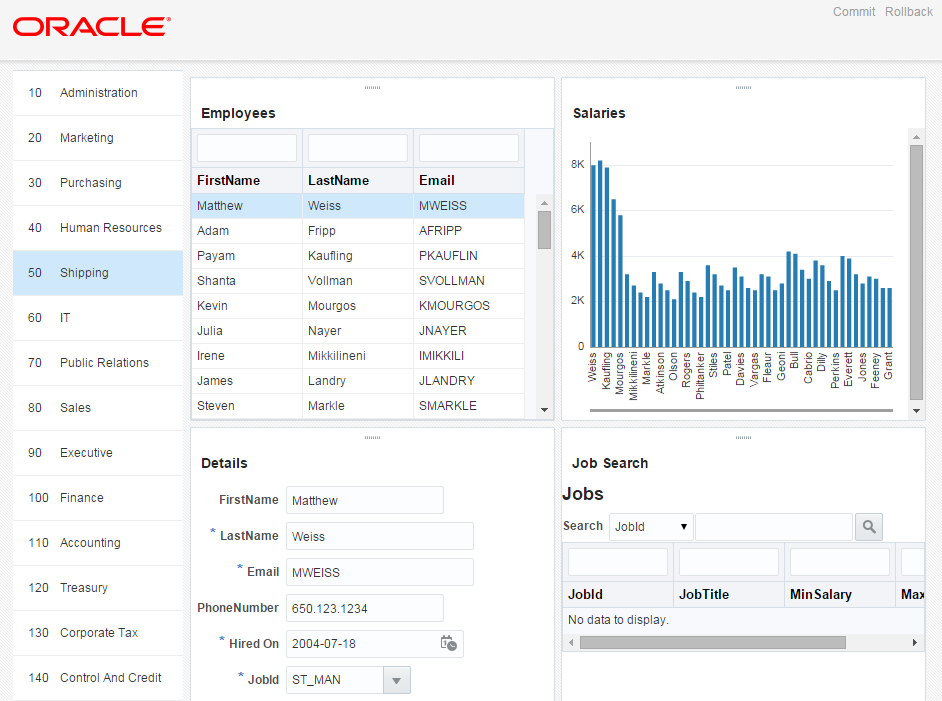 This screenshot shows the browser page with the rearranged panel boxes.