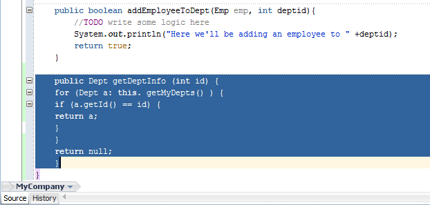 java editor with method