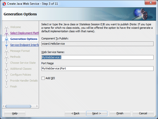 create web service wizard