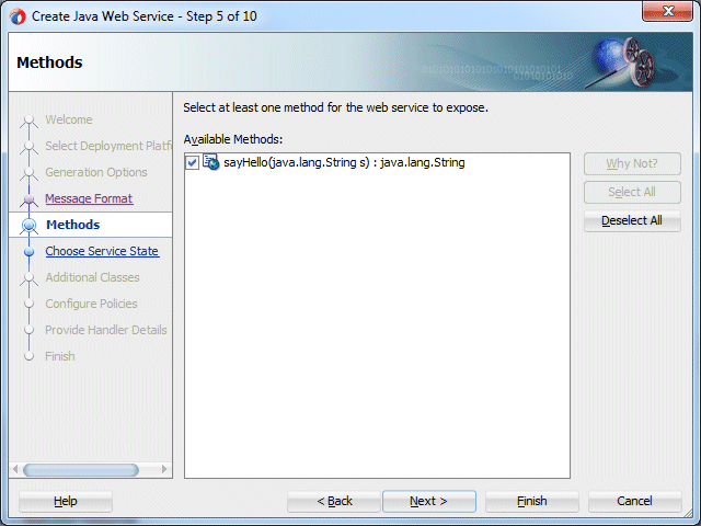 create web service wizard methods