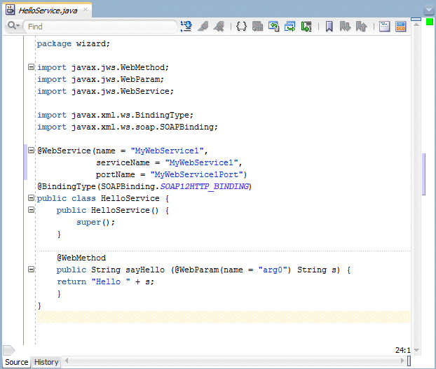 java editor with completed class