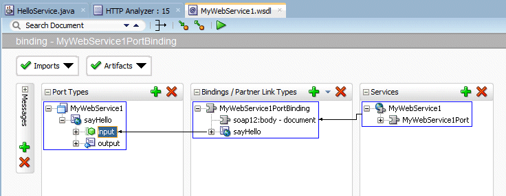 design edtior showing wsdl
