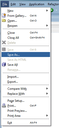 file mennu save as