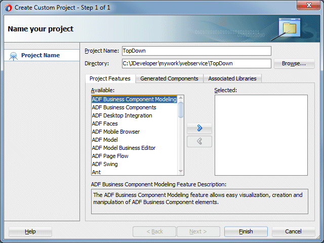 Create Generic project wizard