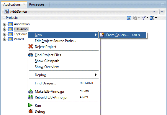 application navigator select new