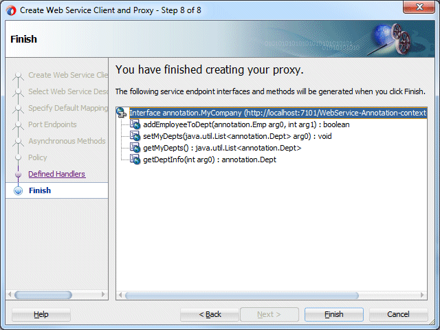 create web service proxy step 9