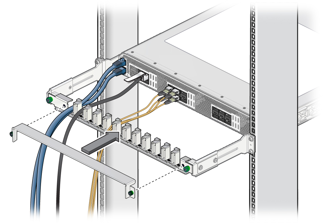 image:Figure shows the CMA cover being put on the CMA                                     bracket