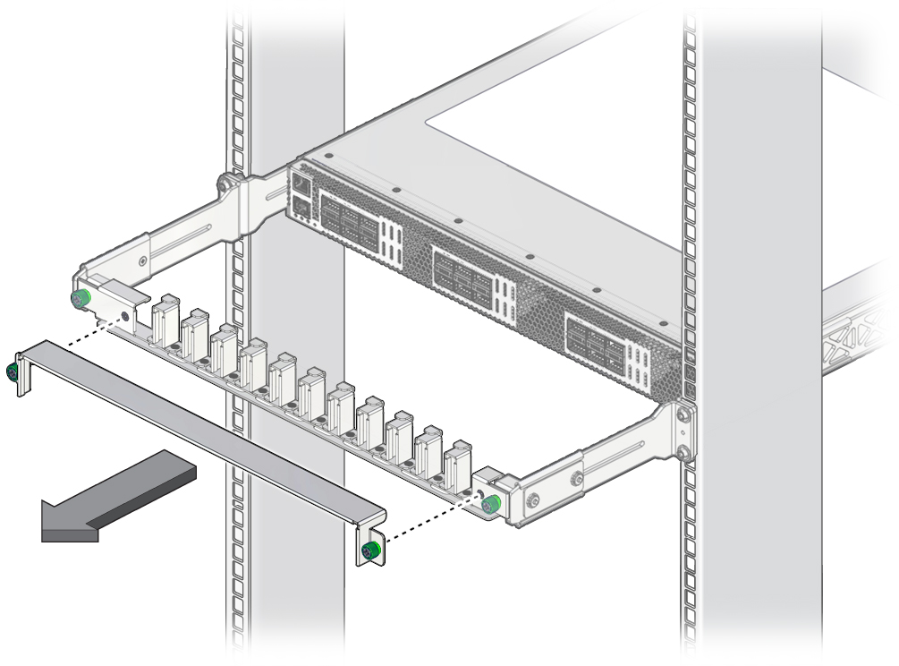 image:Figure shows how to loosen the thumbscrews and remove the CMA cover.