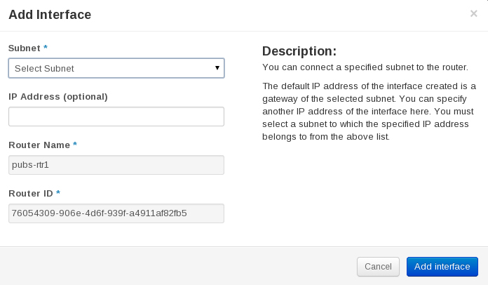 image:Screen capture of Horizon GUI Router's Add Interface Dialog showing an interface being added to the router.