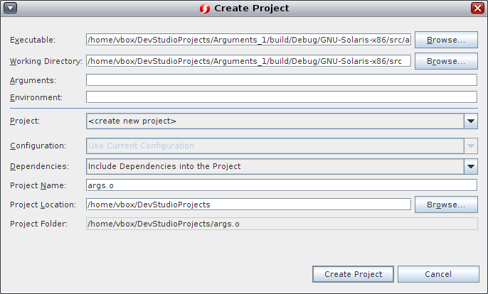 image:Create Project wizard from existing Binary File in Files                                 tab.