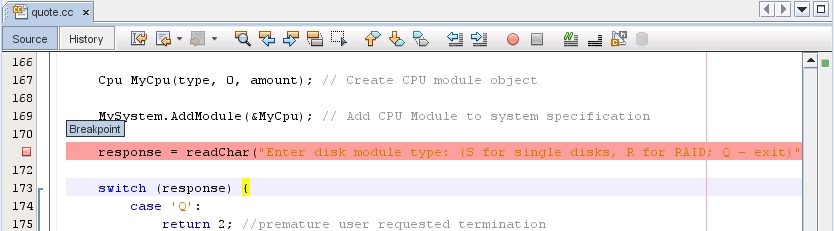 image:Editor window showing line breakpoint