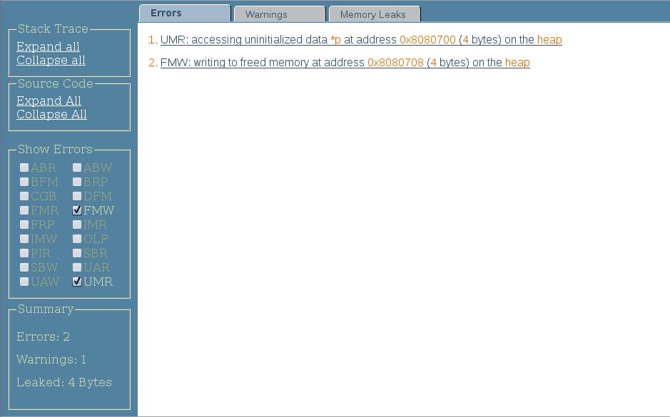 image:Errors tab of HTML Discover report