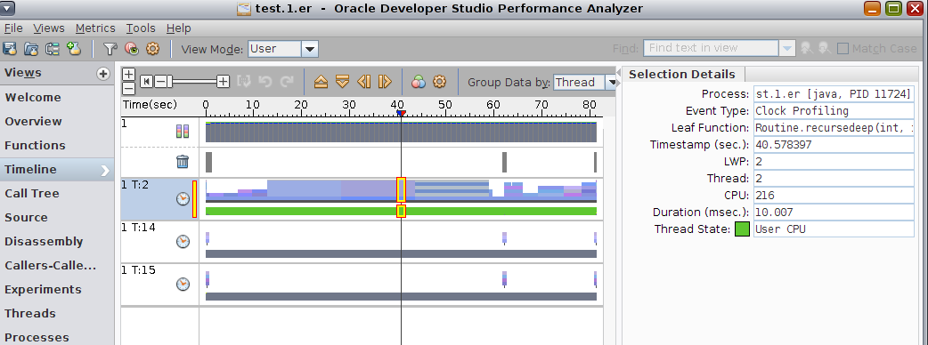 image:Timeline view in User mode