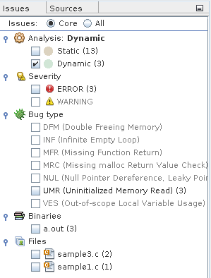 image:Issues tab showing check in checkbox for dynamic                                 issues