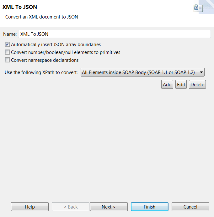 XML to JSON filter