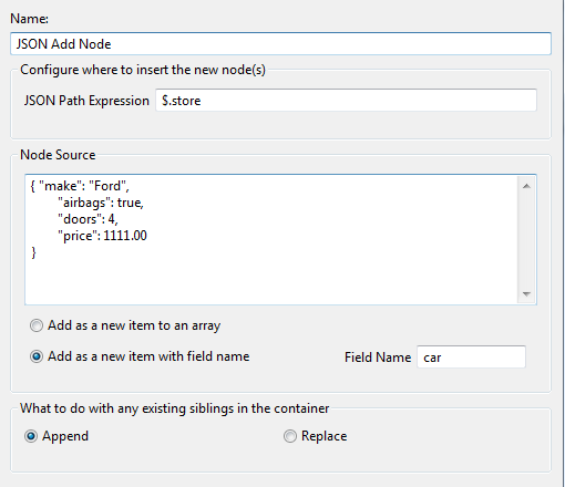 Add a JSON node