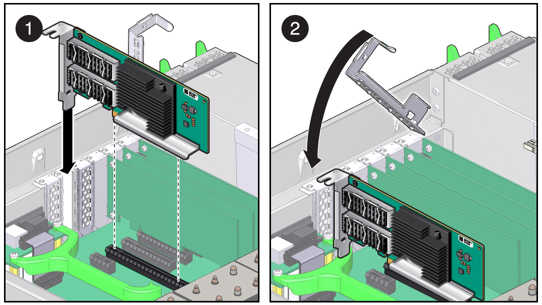 image:Figure showing installing the adapter into the chassis.