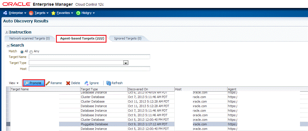 PDB Auto discovery Results page PDB Auto discovery Results page