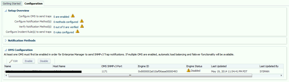 displays the configuration page displays the configuration page