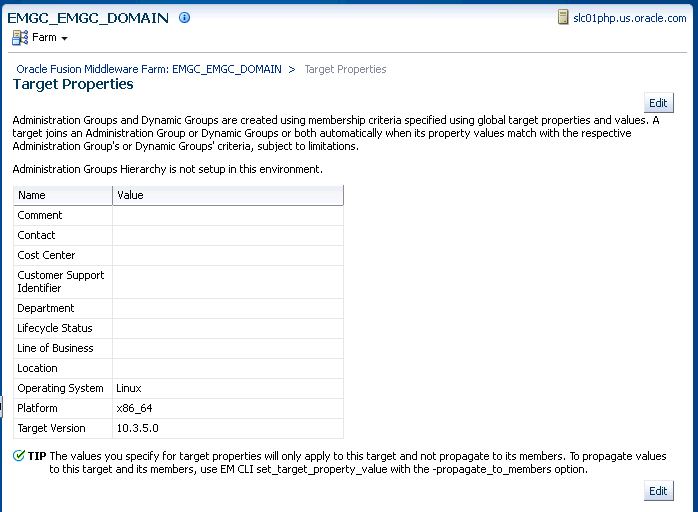 target properties page target properties page
