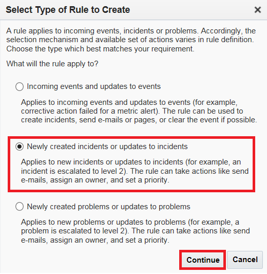 Select type of rule. Select type of rule.