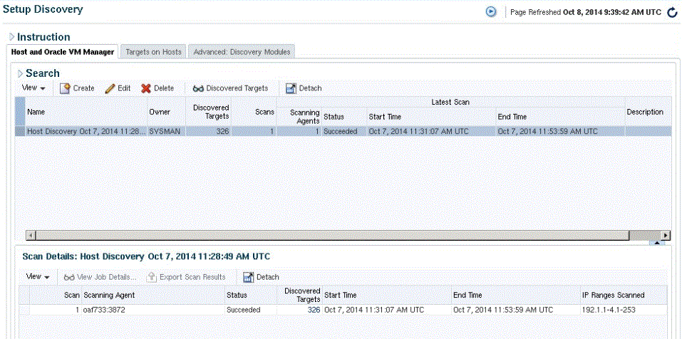 Configure Auto Discovery page Configure Auto Discovery page
