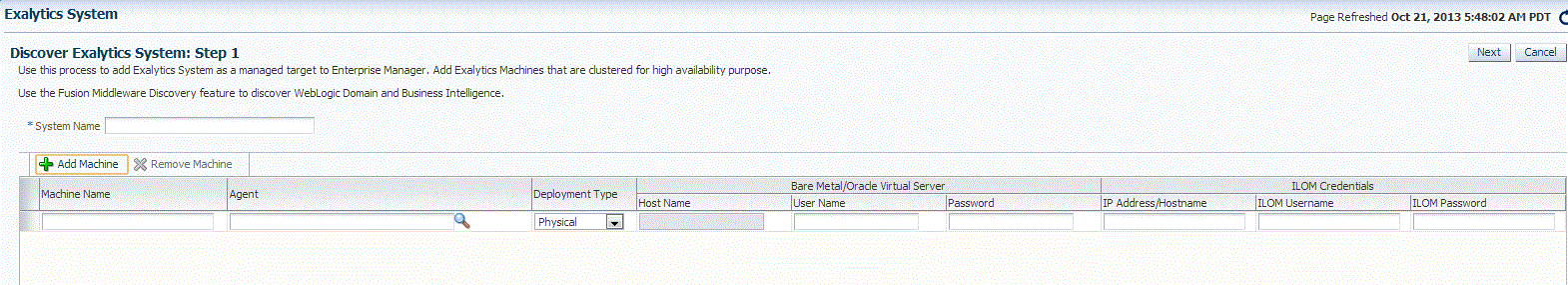 Exalytics discovery page Exalytics discovery page