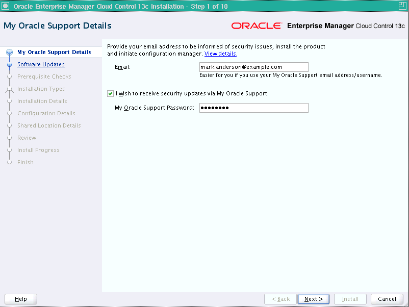 My Oracle Support Details Screen My Oracle Support Details Screen