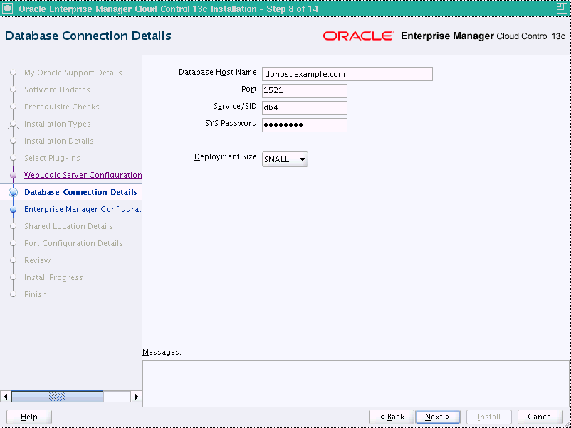 Database Connection Details Screen Database Connection Details Screen