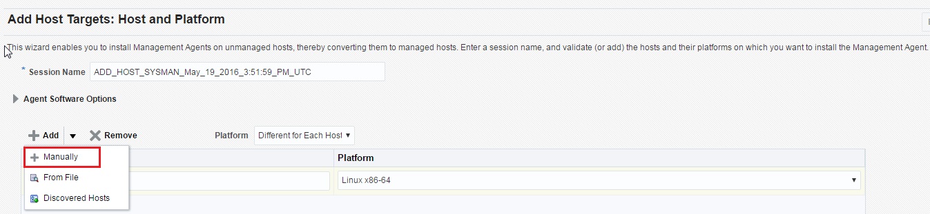 Add Host Targets Screen Add Host Targets Screen