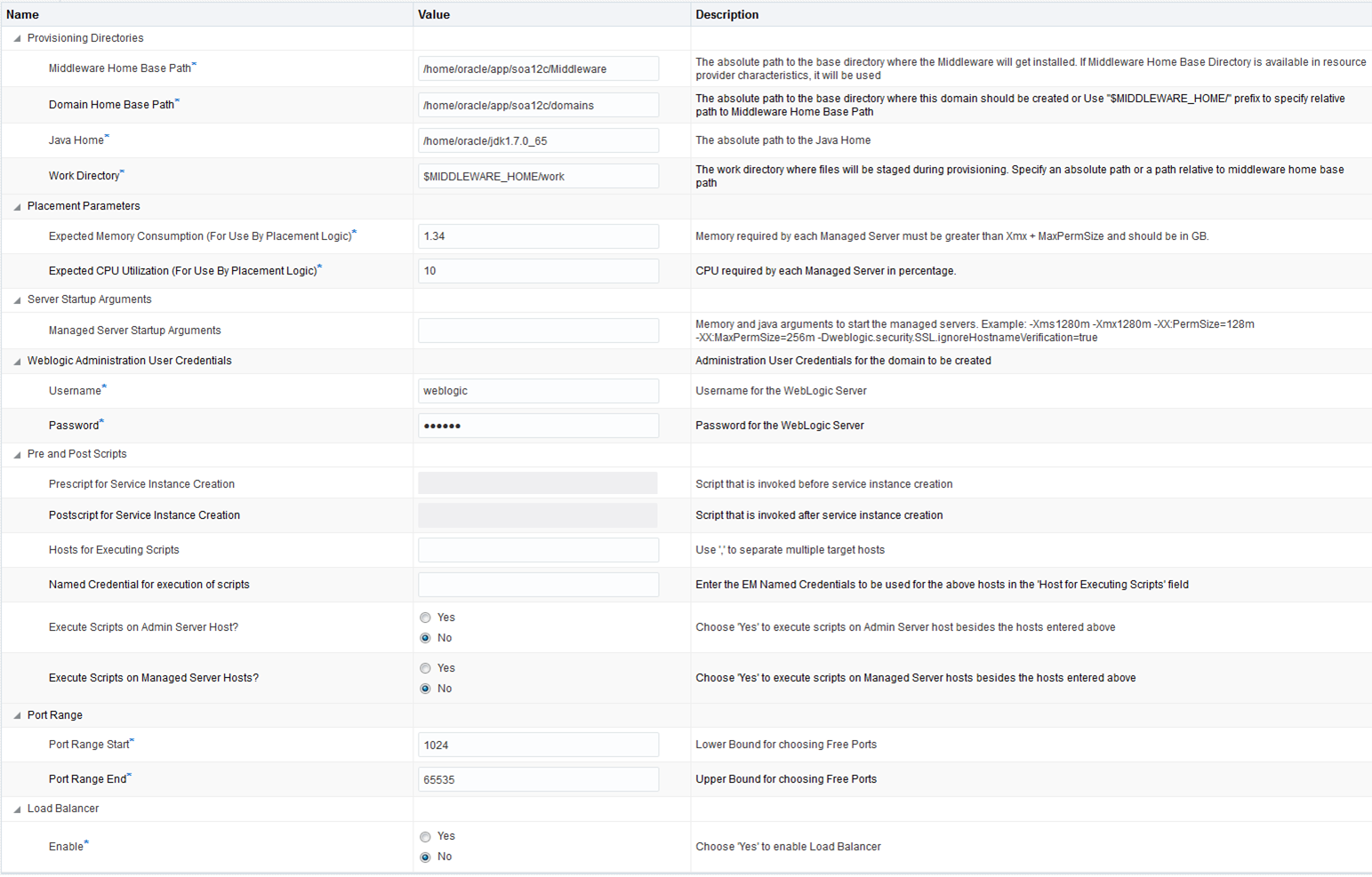 SOA configuration details