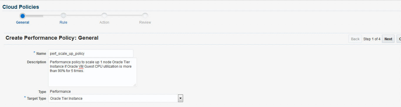 Create Performance Policy: General