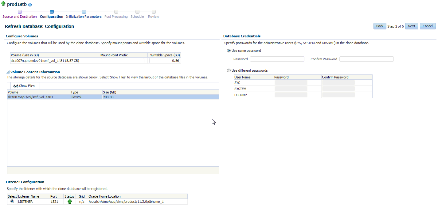 Test Master Refresh: Configuration