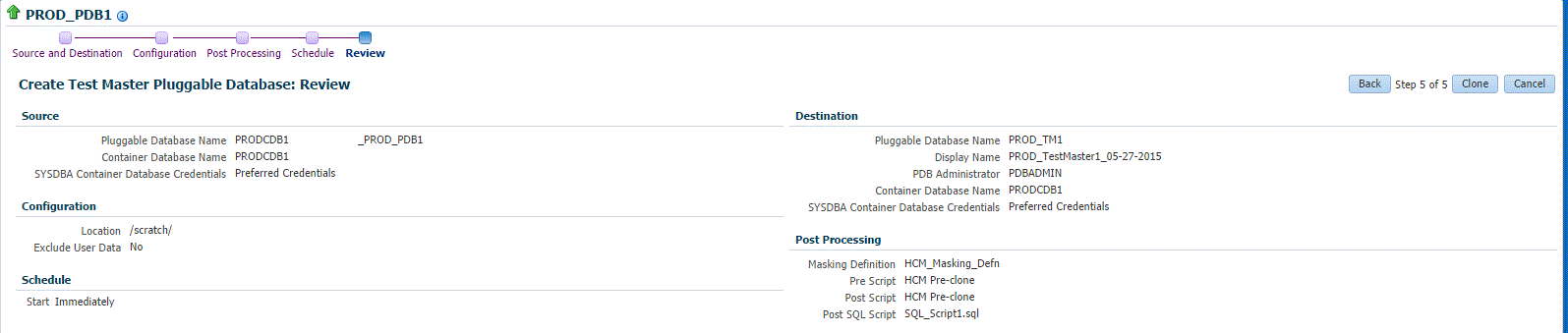 Create Test Master: Review Page