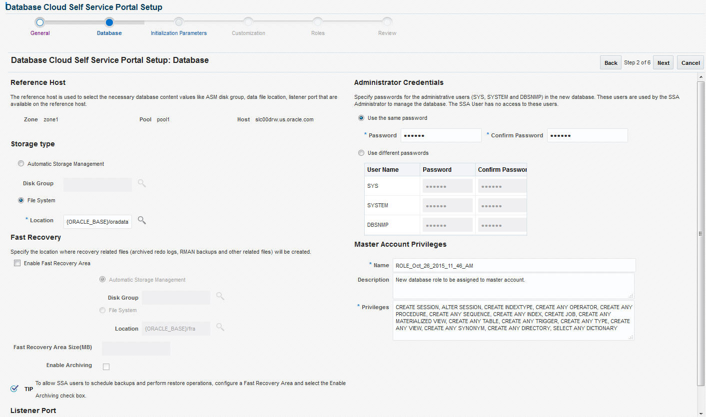 Create Service Template: Database (DBCA Template)