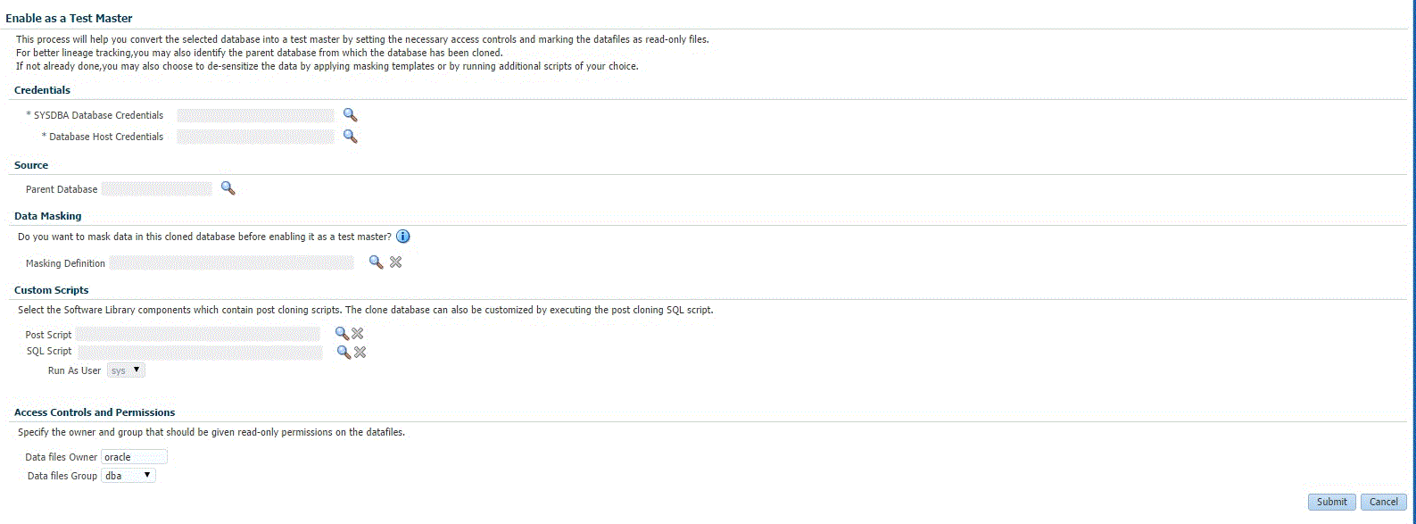 Enabling a Test Master Database