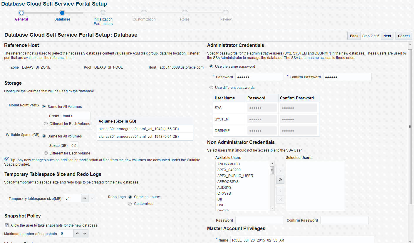 Create Service Template: Database (Snap Clone)