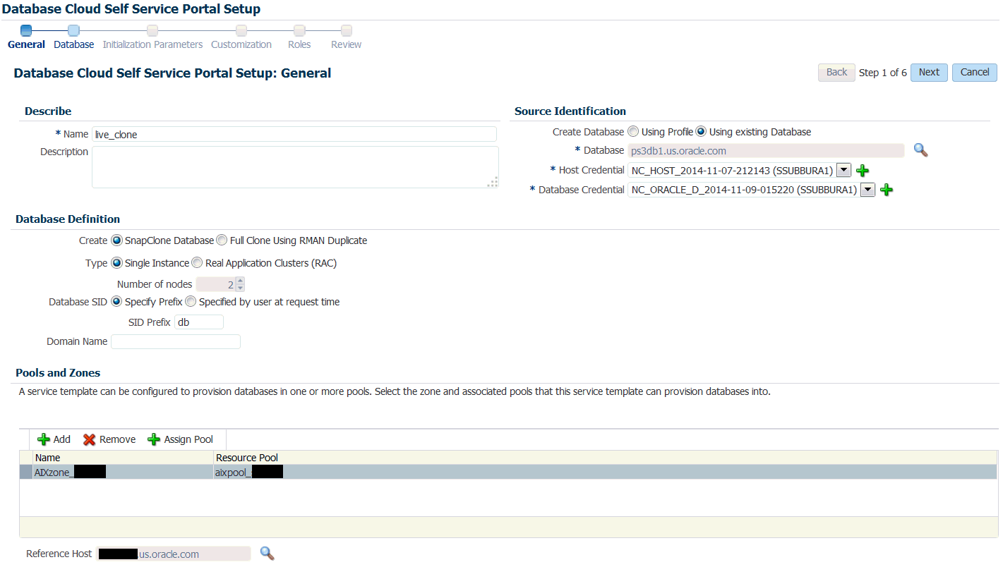 Create Service Template: General: RMAN Duplicate