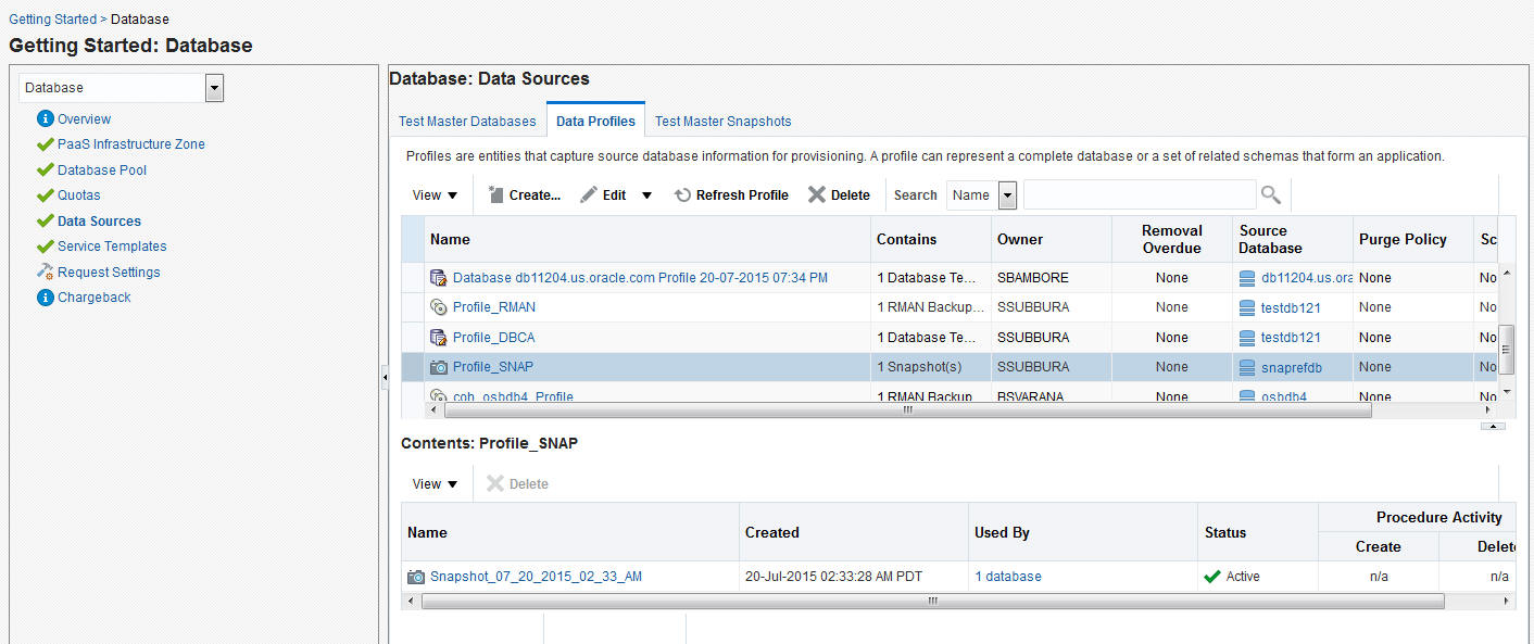 Refresh Snap Shot Profile