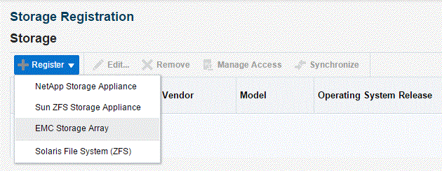 EMC Storage Registration page