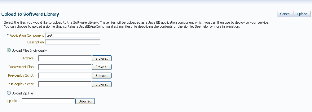 Upload to Software Library Upload to Software Library