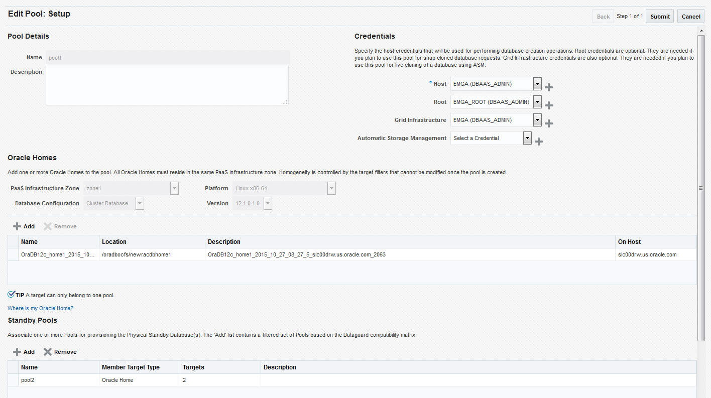 Edit Database Pool