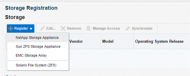 Storage Registration page