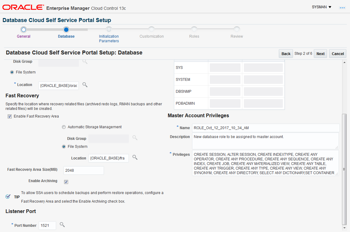 Create Service Template: Database (DBCA Template)