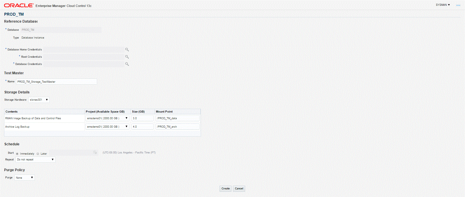 Create storage test master page