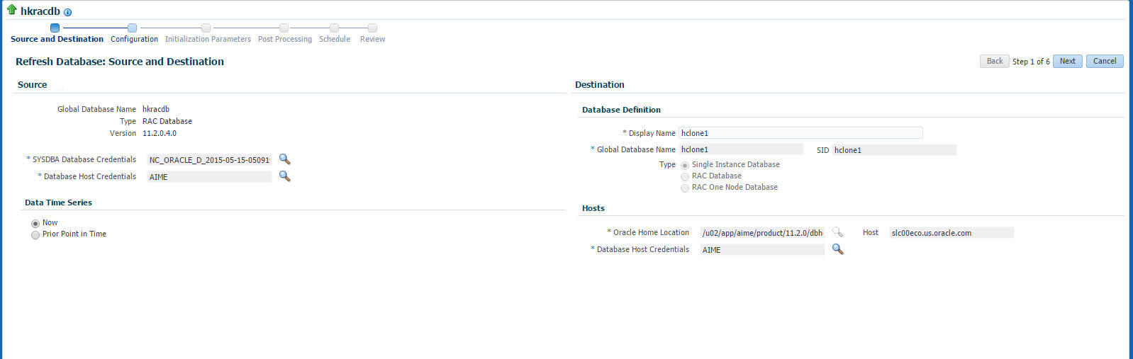 Test Master Refresh: Source and Destination (Now)